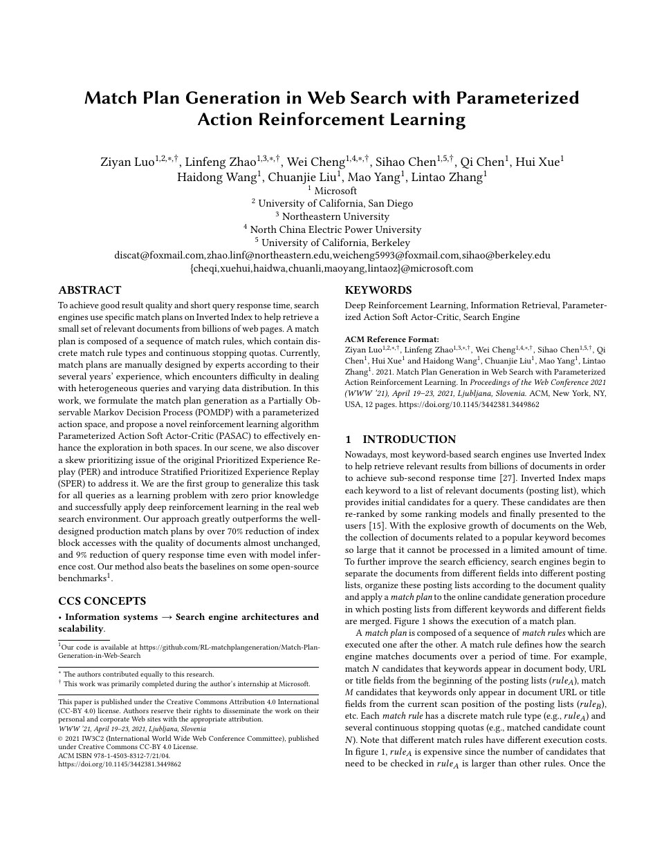 Match Plan Generation in Web Search with Parameterized Action Reinforcement Learning thumbnail